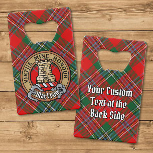 Clan MacLean Crest over Tartan Credit Card Bottle Opener