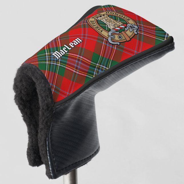 Clan MacLean Crest over Tartan Golf Head Cover (3/4 Front)