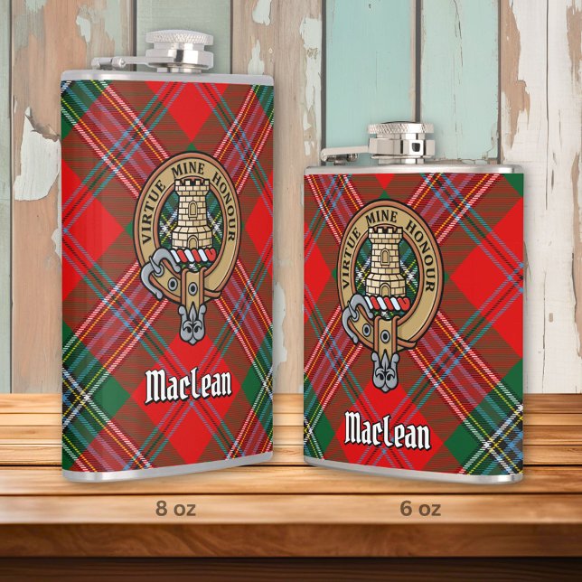 Clan MacLean Crest over Tartan Hip Flask (Creator Uploaded)