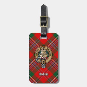 Clan MacLean Crest over Tartan Luggage Tag