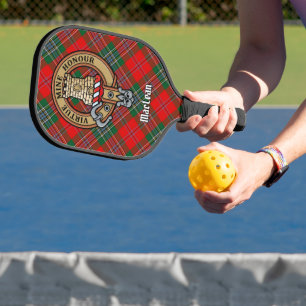 Clan MacLean Crest over Tartan Pickleball Paddle