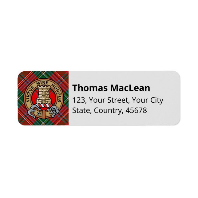 Clan MacLean Crest sur Tartan (Devant)