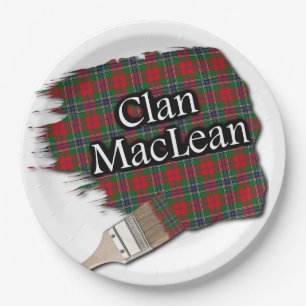 Clan MacLean Scottish Tartan Paint Brush Paper Plate