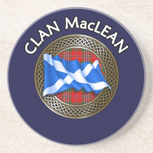 Clan MacLean Tartan Knot & Flag Coaster (Front)