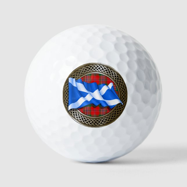 Clan MacLean Tartan Knot & Flag Golf Balls (Front)