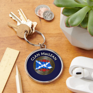 Clan MacLean Tartan Knot & Flag Keychain