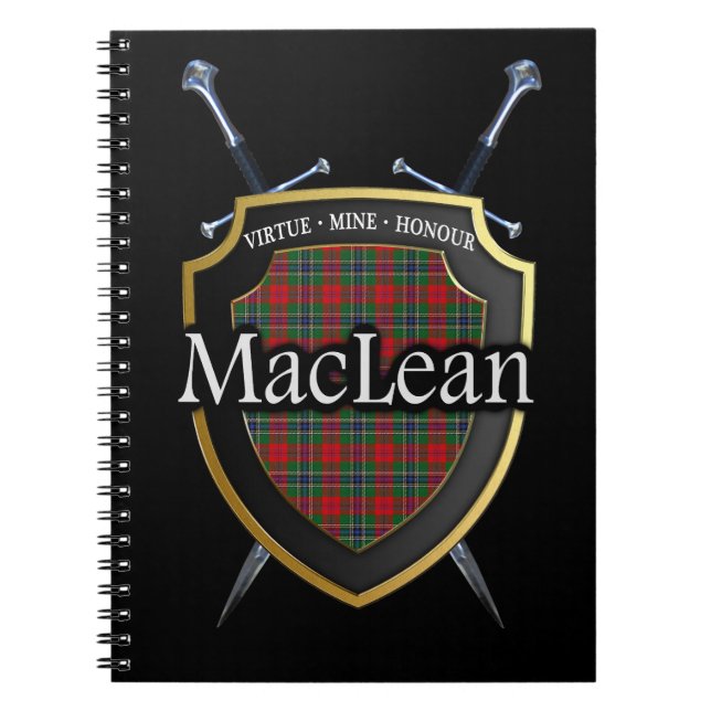 Clan MacLean Tartan Shield & Swords Notebook (Front)