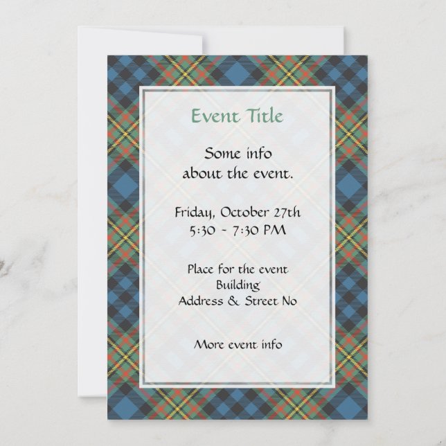 Clan MacLellan Ancient Tartan Invitation (Back)