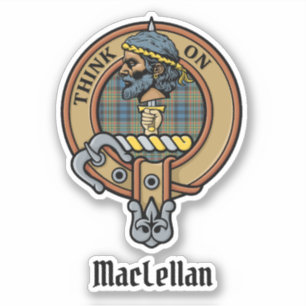 Clan MacLellan Crest over Ancient Tartan