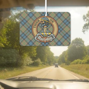 Clan MacLellan Crest over Ancient Tartan Air Freshener