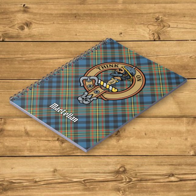 Clan MacLellan Crest over Ancient Tartan Notebook (Creator Uploaded)