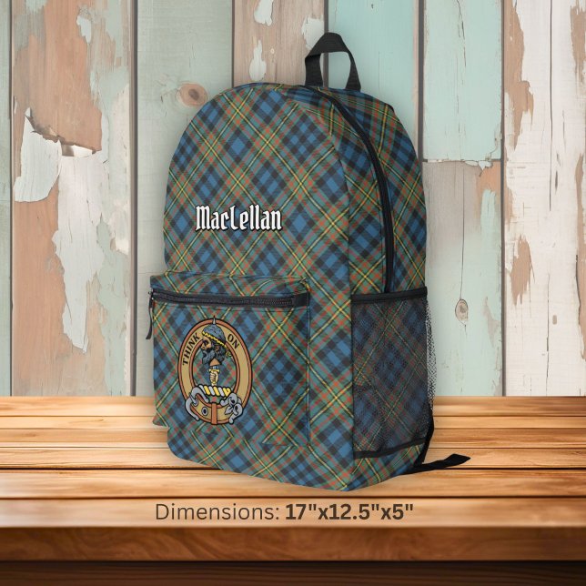 Clan MacLellan Crest over Ancient Tartan Printed Backpack (Creator Uploaded)