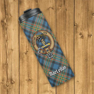 Clan MacLellan Crest over Ancient Tartan Thermal Tumbler