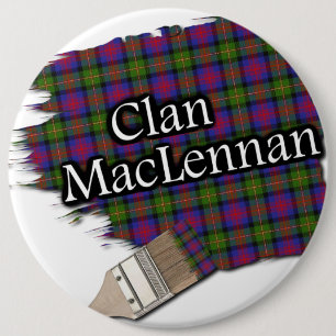 Clan MacLennan Tartan Paint Brush 6 Inch Round Button