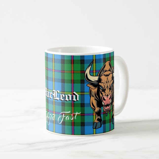 Clan MacLeod Bull Hunting Tartan Motto  Coffee Mug (Front Right)