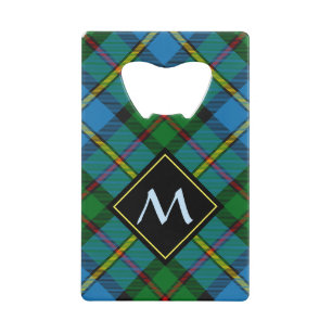 Clan MacLeod Crest over Hunting Tartan Credit Card Bottle Opener