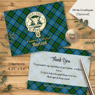 Clan MacLeod Crest over Hunting Tartan Foil Invitation Postcard