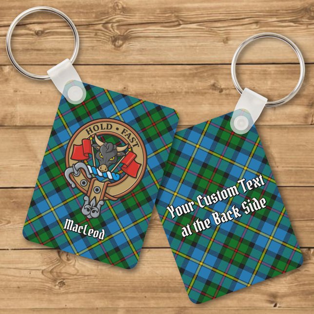 Clan MacLeod Crest over Tartan Keychain (Creator Uploaded)