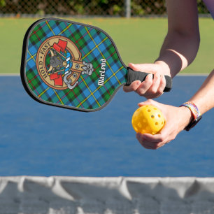 Clan MacLeod Crest over Tartan Keychain Pickleball Paddle