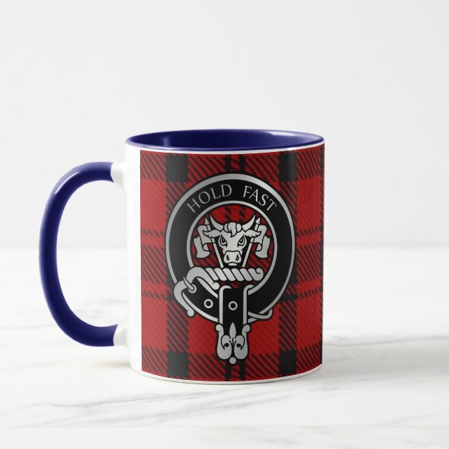 Clan MacLeod Crest & Red & Black Tartan Mug (Left)