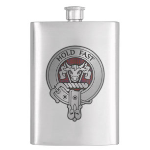 Clan MacLeod Crest & Red Tartan Hip Flask