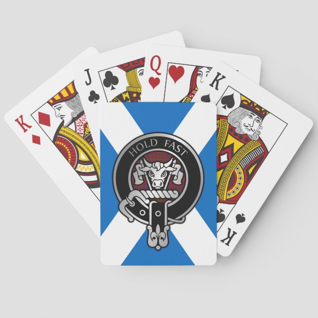 Clan MacLeod Crest & Red Tartan on Saltire Bicycle Playing Cards (Back)