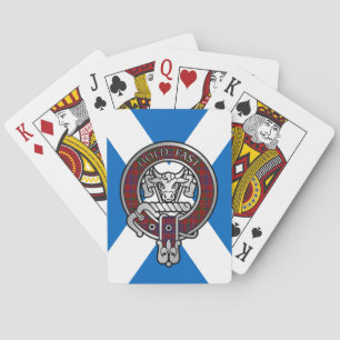 Clan MacLeod Crest & Red Tartan on Saltire Playing Cards