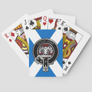 Clan MacLeod Crest & Red Tartan on Saltire Playing Cards