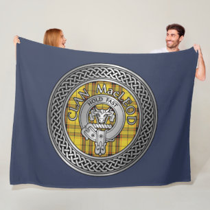 Clan MacLeod Crest & Tartan Knot Fleece Blanket