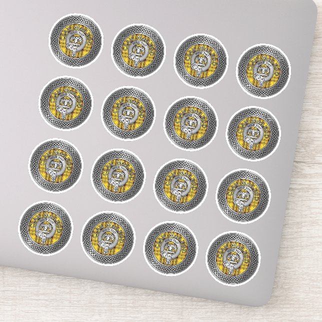 Clan MacLeod Crest & Tartan Knot Sticker (Detail)