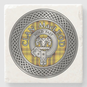 Clan MacLeod Crest & Tartan Knot Stone Coaster