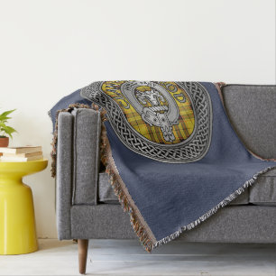 Clan MacLeod Crest & Tartan Knot Throw Blanket