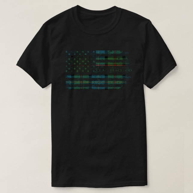 Clan MacLeod of Assynt Scottish tartan US flag kil T-Shirt (Design Front)