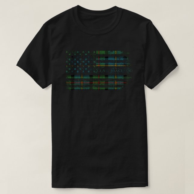 Clan MacLeod of Harris Scottish tartan US flag kil T-Shirt (Design Front)