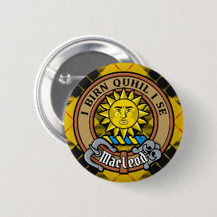 Clan MacLeod of Lewis Crest over Tartan 2 Inch Round Button