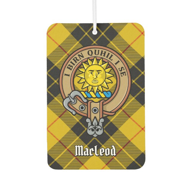 Clan MacLeod of Lewis Crest over Tartan Air Freshener (Front)