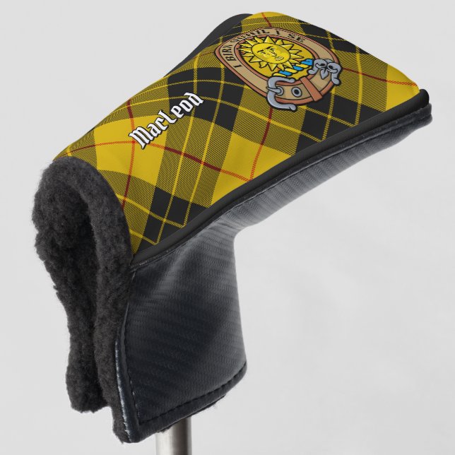 Clan MacLeod of Lewis Crest over Tartan Golf Head Cover (3/4 Front)