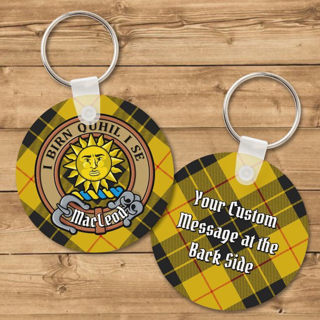 Clan MacLeod of Lewis Crest over Tartan Keychain (Creator Uploaded)