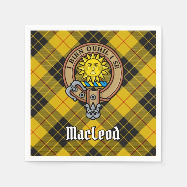 Clan MacLeod of Lewis Crest over Tartan Napkin (Front)