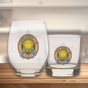 Clan MacLeod of Lewis Crest over Tartan Whiskey Glass
