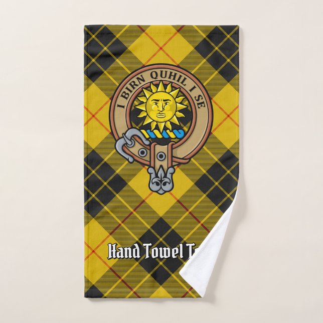 Clan MacLeod of Lewis Crest over Yellow Tartan Bath Towel Set (Hand Towel)