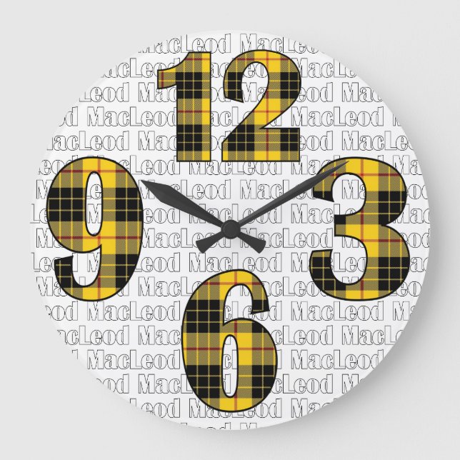 Clan MacLeod of Lewis Tartan Plaid  Large Clock (Front)