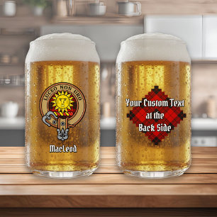 Clan MacLeod of Raasay Crest over Tartan Can Glass