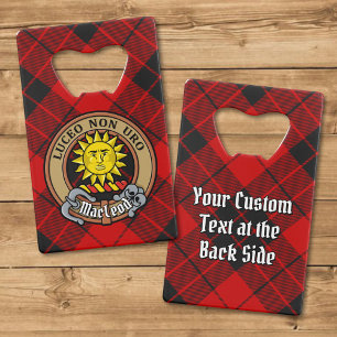Clan MacLeod of Raasay Crest over Tartan Credit Card Bottle Opener
