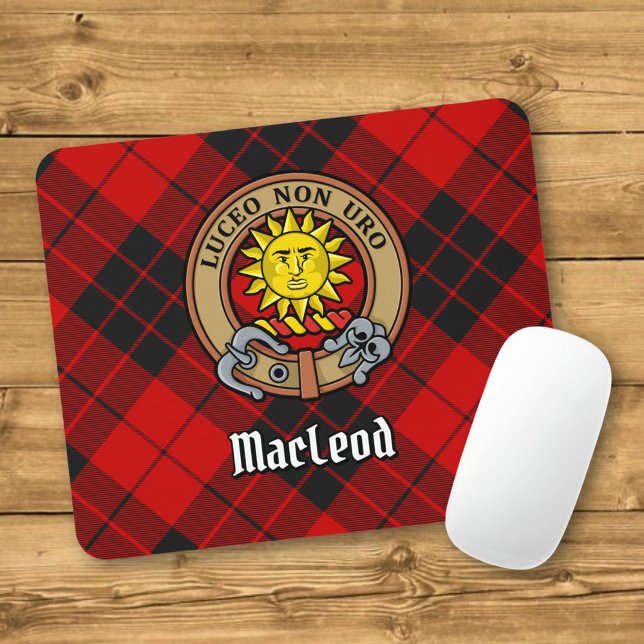 Clan MacLeod of Raasay Crest over Tartan Mouse Pad (Creator Uploaded)