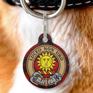 Clan MacLeod of Raasay Crest over Tartan Pet Tag