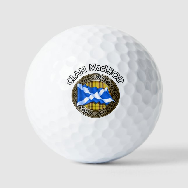 Clan MacLeod Tartan Knot & Flag Golf Balls (Front)