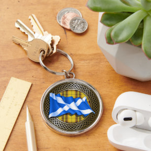Clan MacLeod Tartan Knot & Flag Keychain