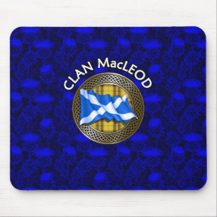 Clan MacLeod Tartan Knot & Flag Mouse Pad