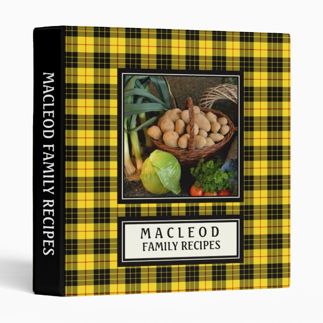 Clan MacLeod Tartan Yellow and Black Plaid Binder (Front/Spine)